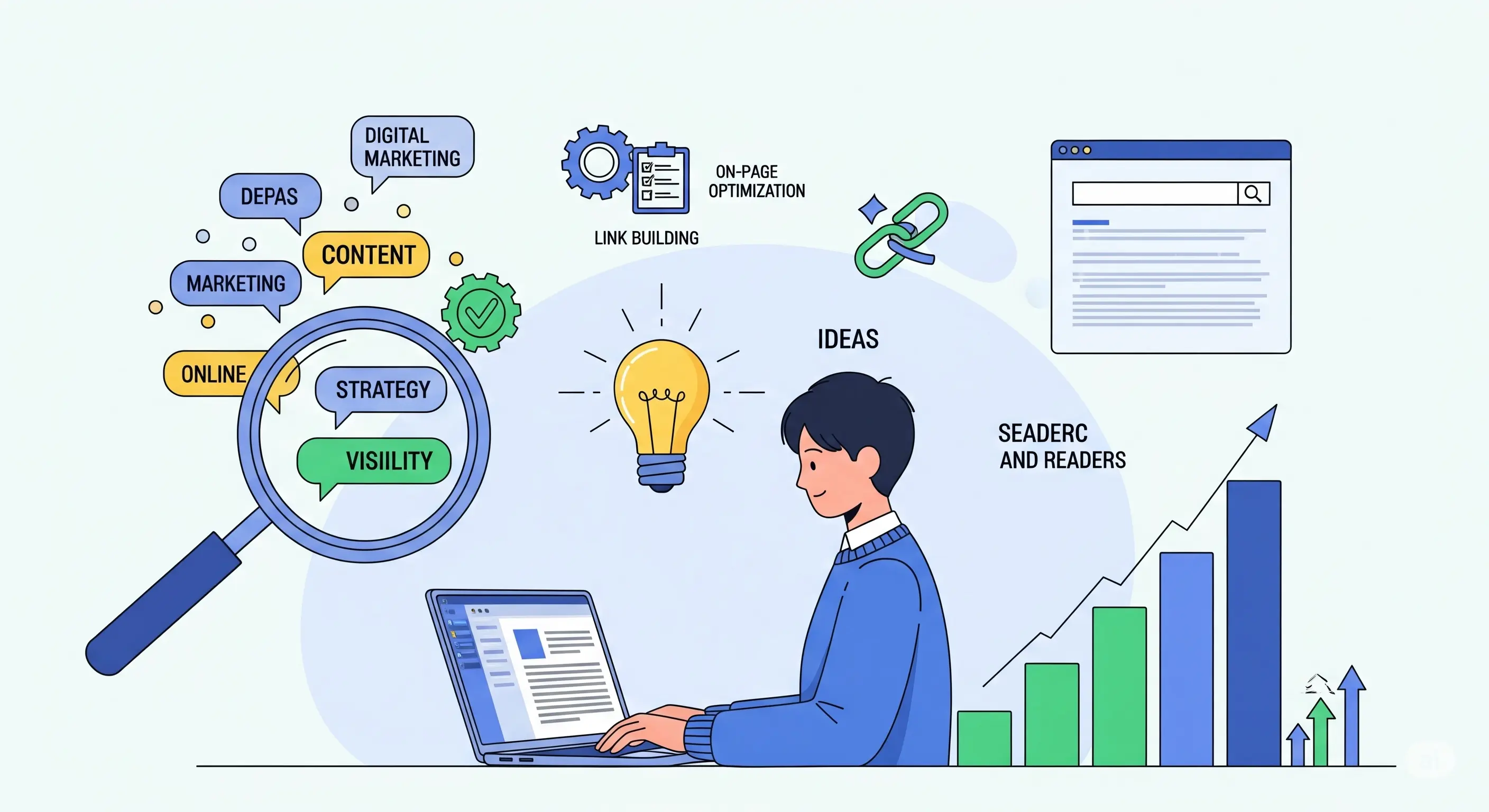 Hình minh họa các bí quyết viết nội dung chuẩn SEO, thu hút triệu đọc giả