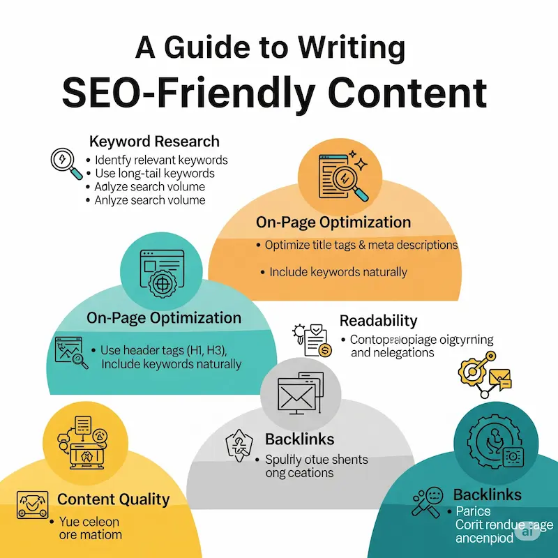 Writing SEO-friendly content guide cover for digital marketing