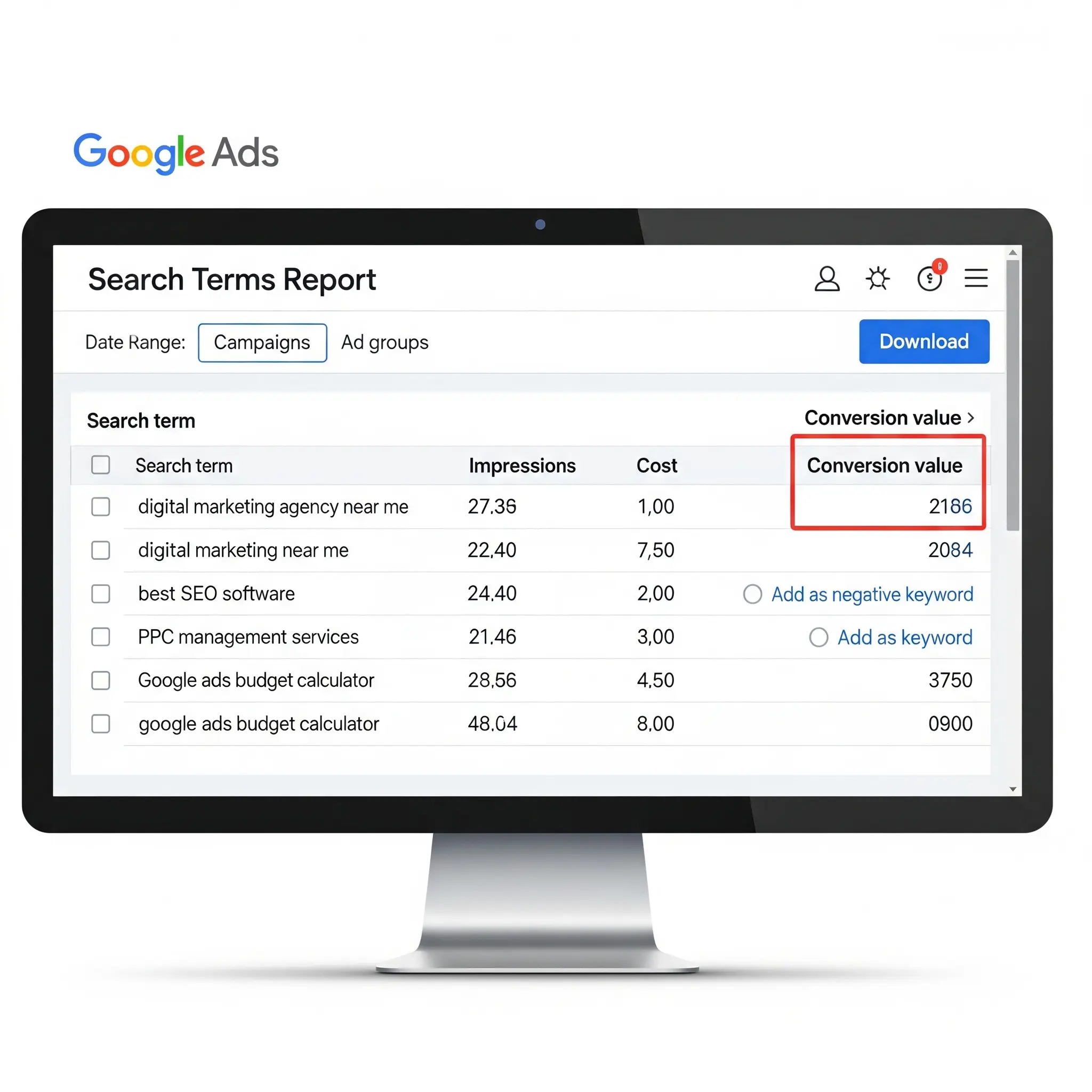 Báo cáo cụm từ tìm kiếm trong Google Ads