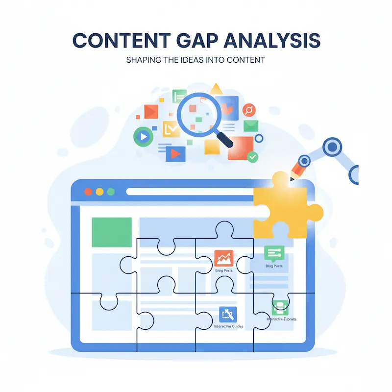 Diagram showing a content gap analysis process