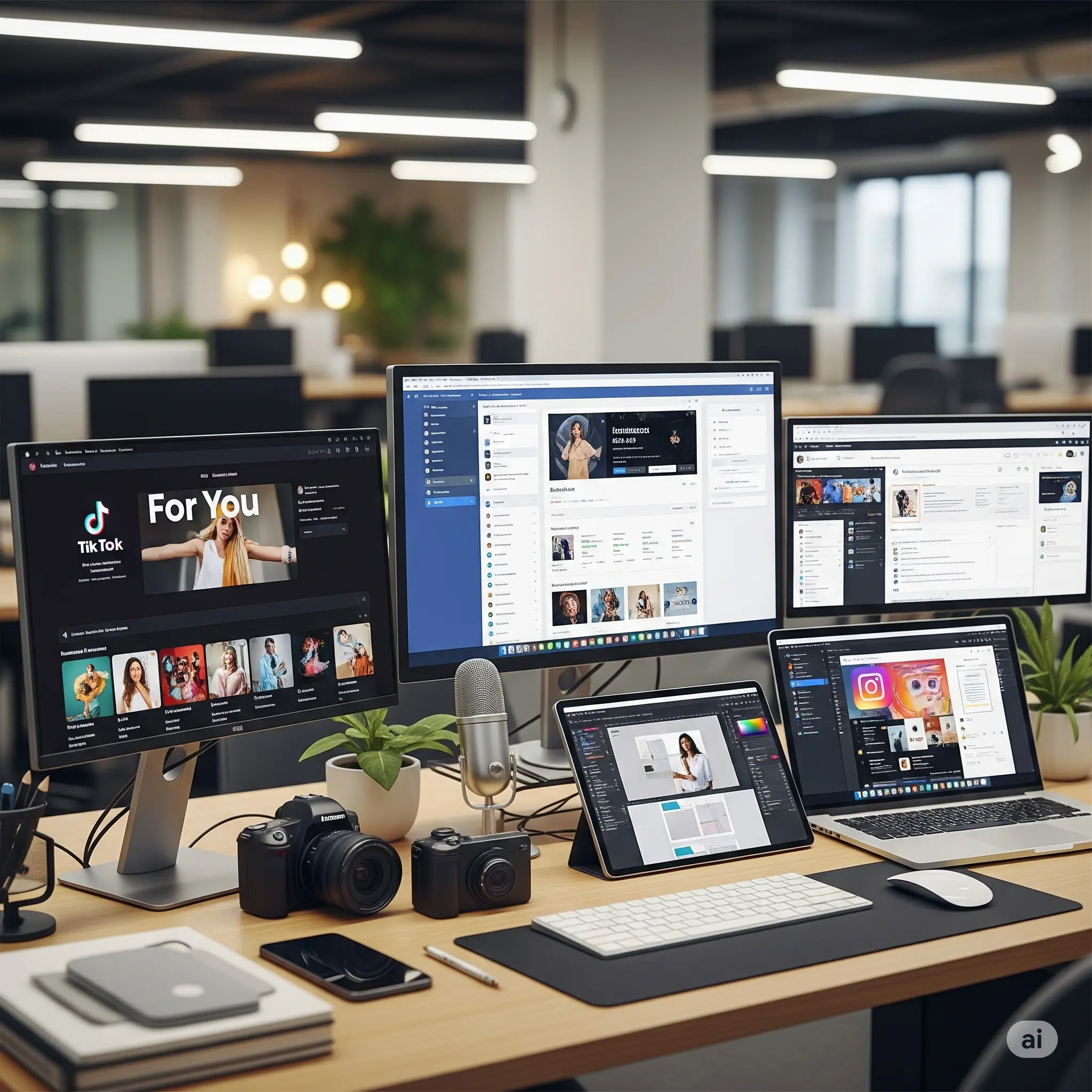 Không gian làm việc marketing mạng xã hội trên nhiều thiết bị